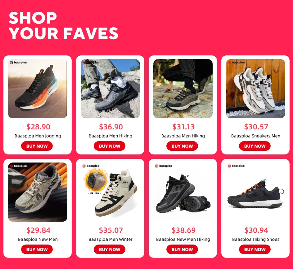 Baasploa Men Hiking Shoes Outdoor Climbing Mesh Breathable Travel Walking Shoes Male Non-Slip Wear Resistant Comfortable Sneaker