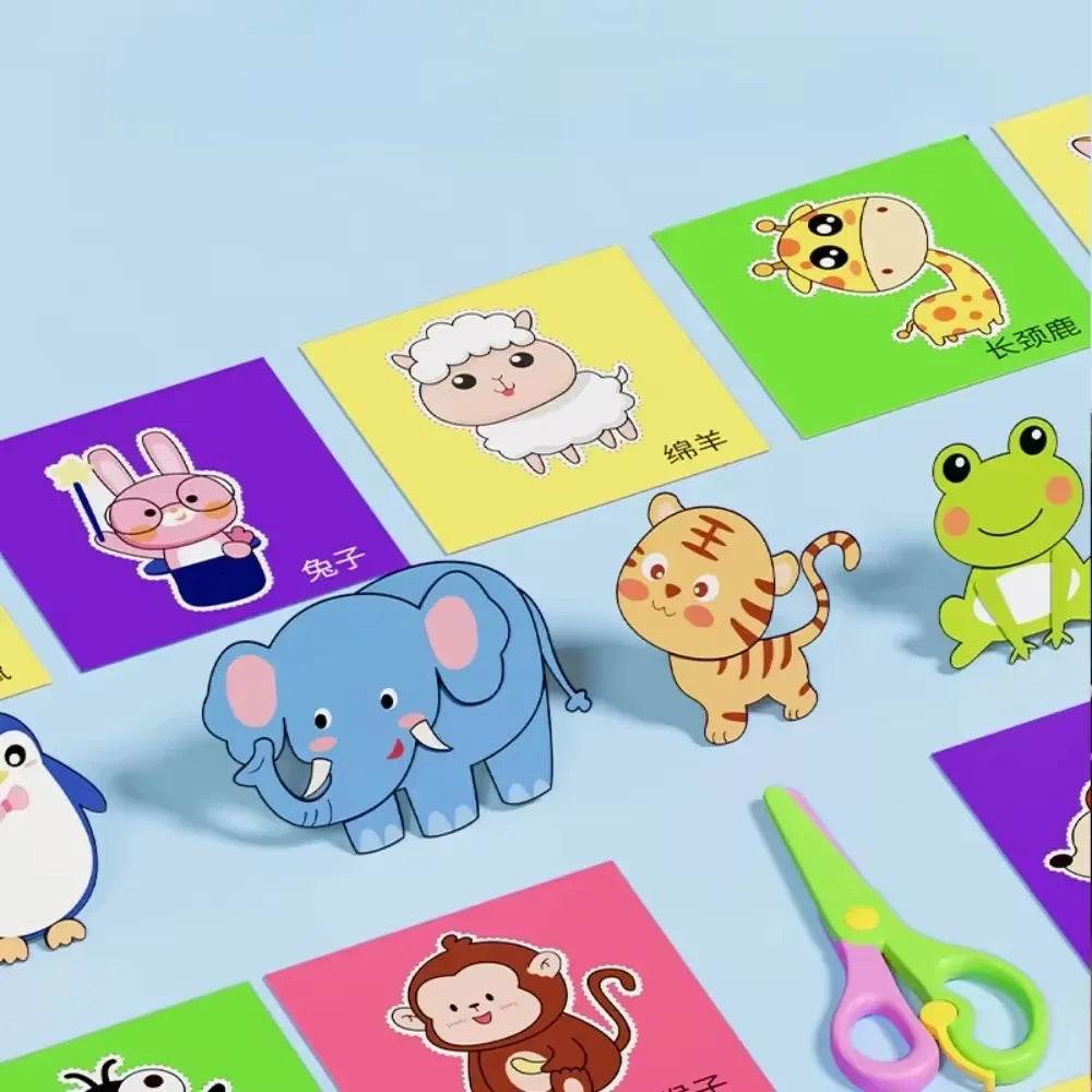 48Pcs Handmade Paper Cut Book Kids Craft Toys DIY Cartoon Scrapbooking Paper Art Toys Kids Learning Toys for Children Gifts - AIAZ