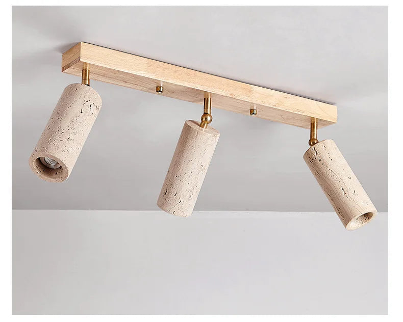 Stone Ceiling Lamp Spot light Angle Adjustable Rectangle Wood Base