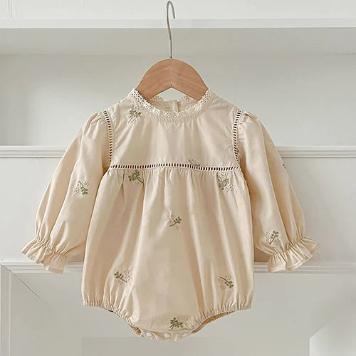 2025 New Spring 0-24M Baby Girl Clothing Infant Baby Girls Jumpsuit Long Sleeved Cotton Embroidery Newborn Baby Girls Bodysuits