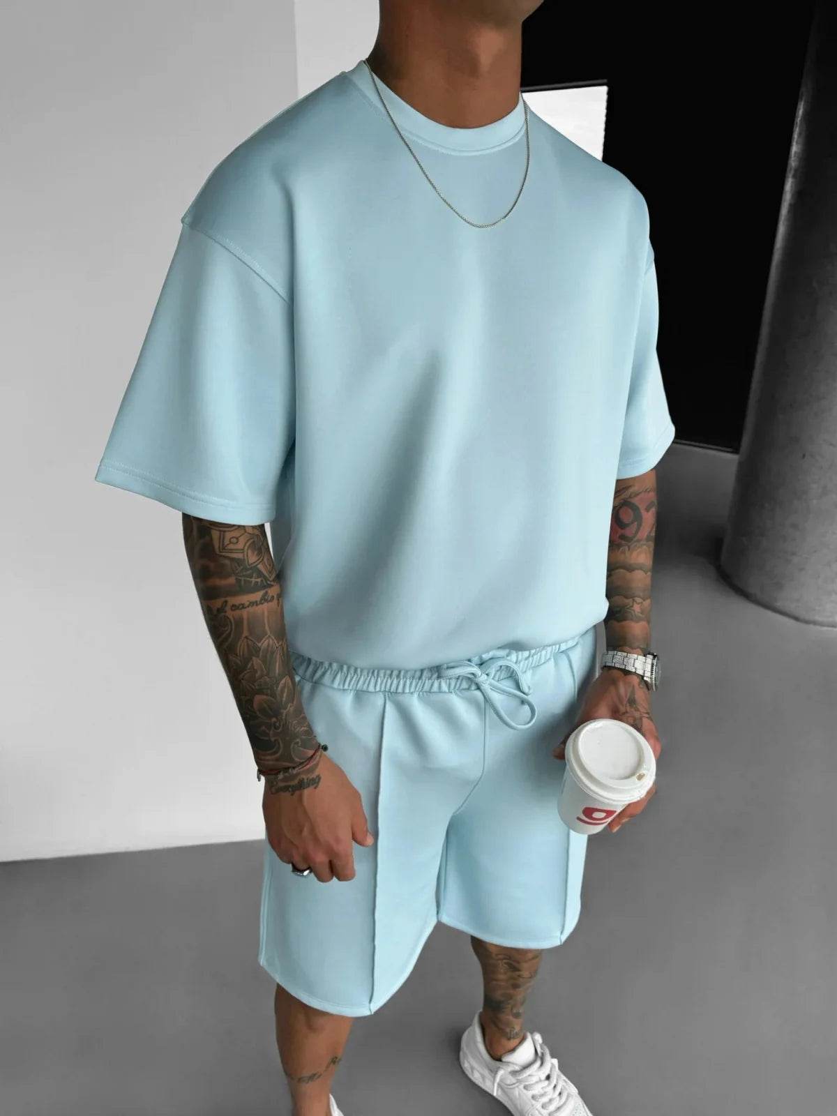 Men 2025 summer fashion sports design sense simple casual solid color quick drying short-sleeved T-shirt trend clothes - AIAZ