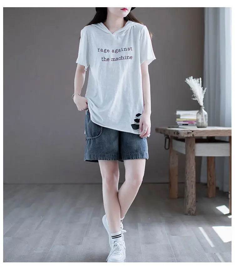 Summer Thin High-waisted Retro Denim Shorts for Women Loose Mid-pants New Wide-leg Large Pocket Five-point Pants - AIAZ