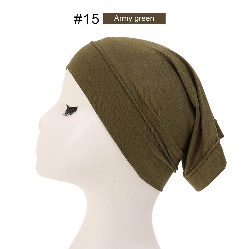 Fashion Muslim Hijab Caps Solid Underscarf Women Veil Modal Cotton Hijab Muslim Scarf Turbans Head Women's Hijabs Hat Islamic - AIAZ