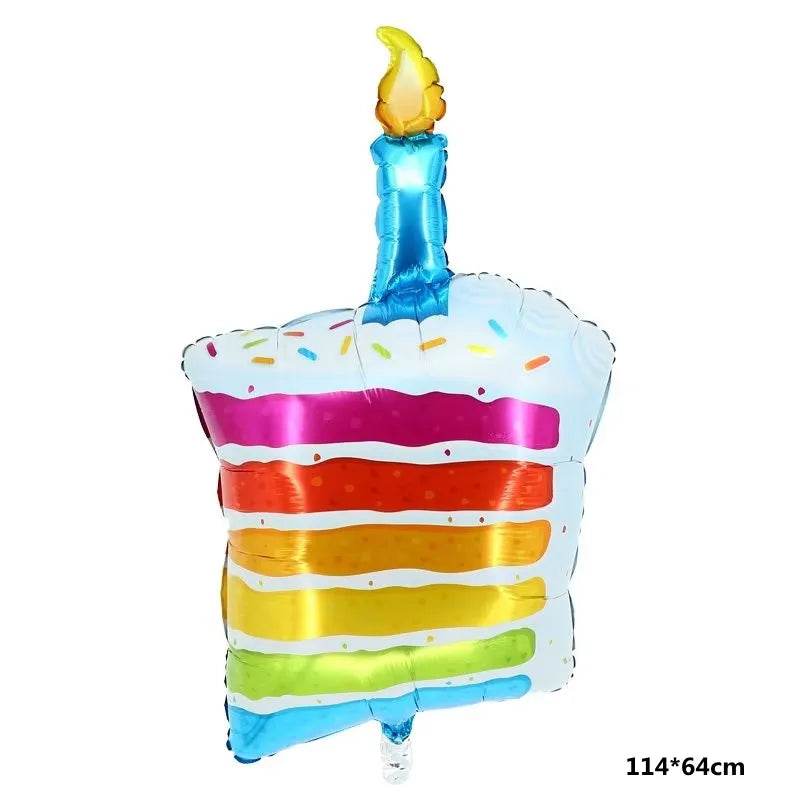 Large Cake Balloons Happy Birthday Cartoon Bear Foil Helium Balloons for Kids Baby Shower Decoration Props Supplies Toys Globos - AIAZ