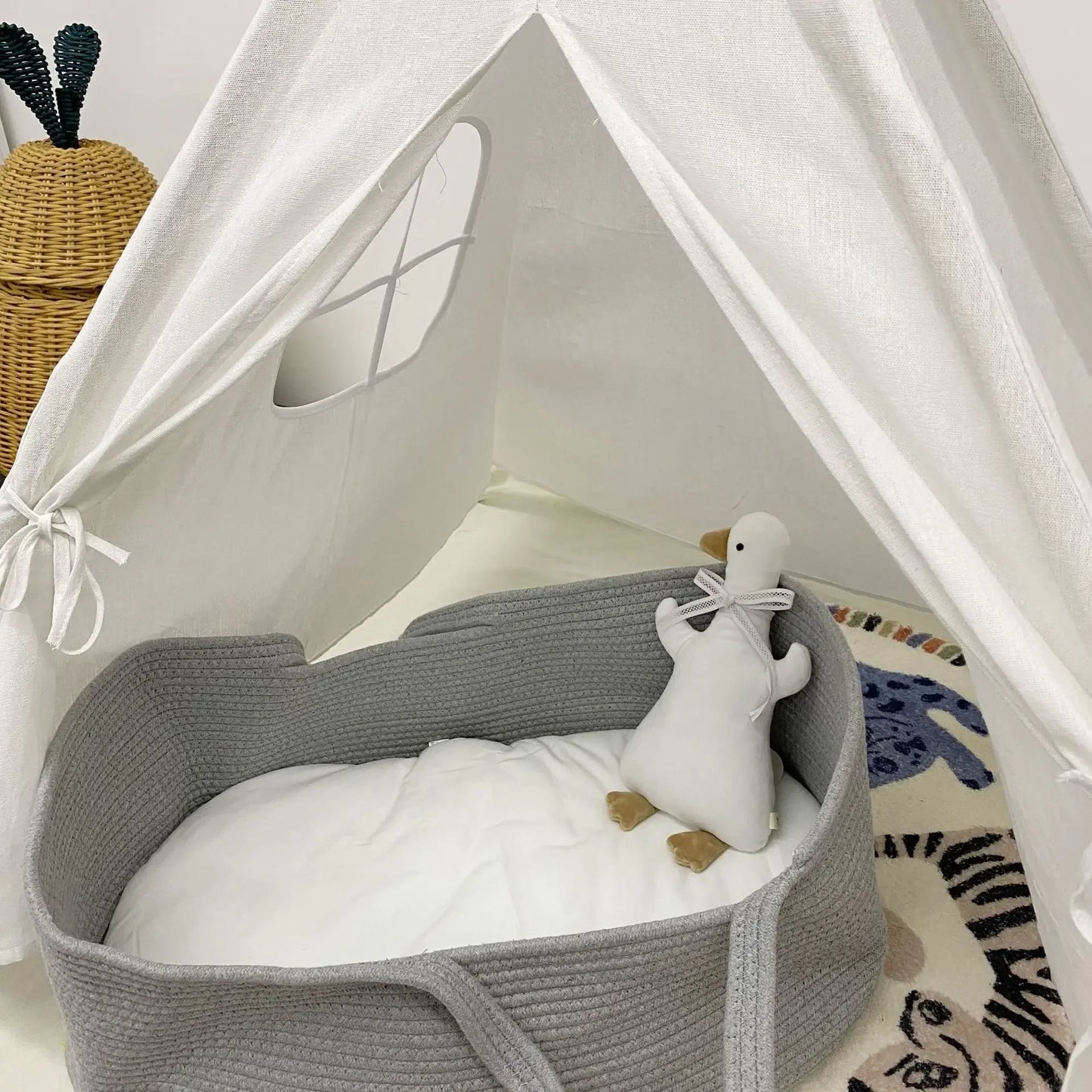 Ins Newborn Hand Basket Cotton Rope Woven Crib Baby Cradle Portable Outdoor Sleeping Infant Accessories Photography Props Gifts