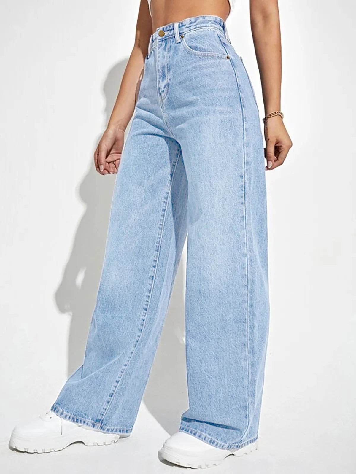 Women Jeans 2025 New Women Wear European And American Loose Denim Wide Leg Pants Slim High Waist All-Match Jeans For Women H300 - AIAZ