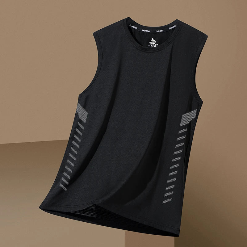 Men's Summer New Sle Qui Dry Sport Vest Loose Ice Silk Svel T-irt Fitn Training Running Baskeall American Sle