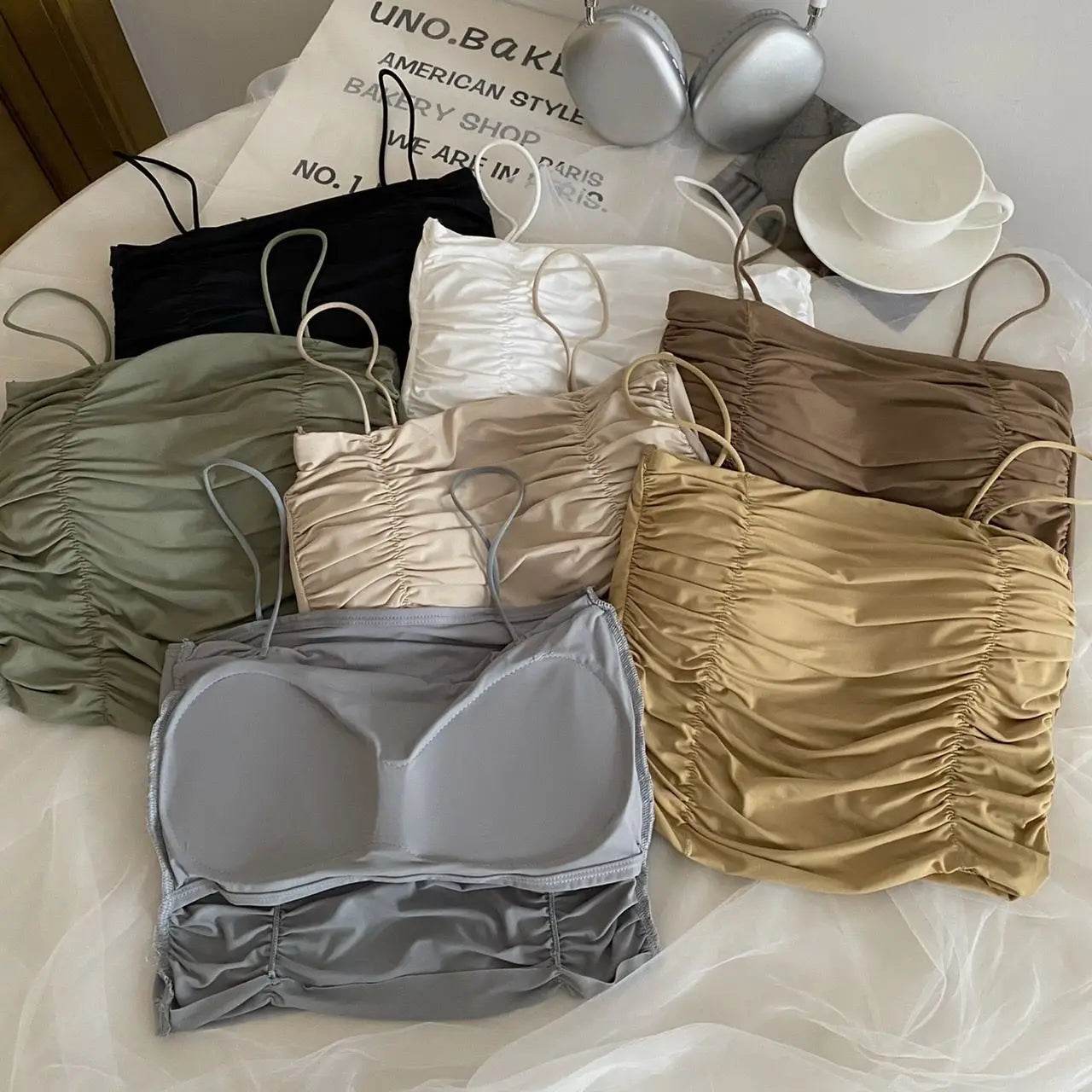 Women Crop Tops Sexy Tank Top For Lady Summer Tube Tops With Cups Female Underwear Lingerie Woman Clothing Girls Camisole Vest - AIAZ