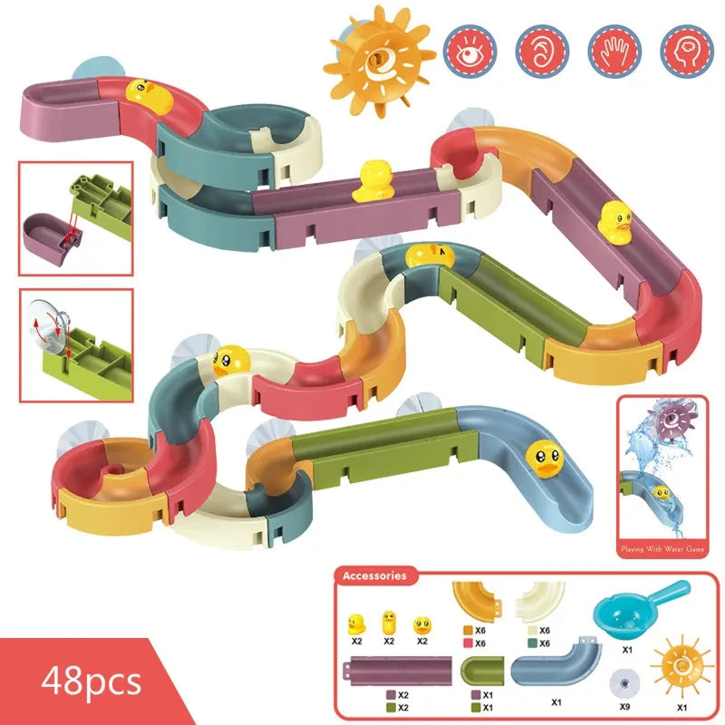 Children DIY Assembling Track Slide Suction Cup Toys Children Bath Tub Shower Wall  Delight Game Assembling Track Suction Toys