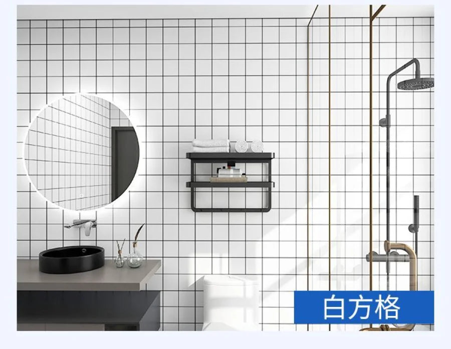 20 Meters Adhesive Wallpaper Bathroom Waterproof Stickers Toilet Wall Renovation Formaldehyde-Free Kitchen Decor Wall Stickers