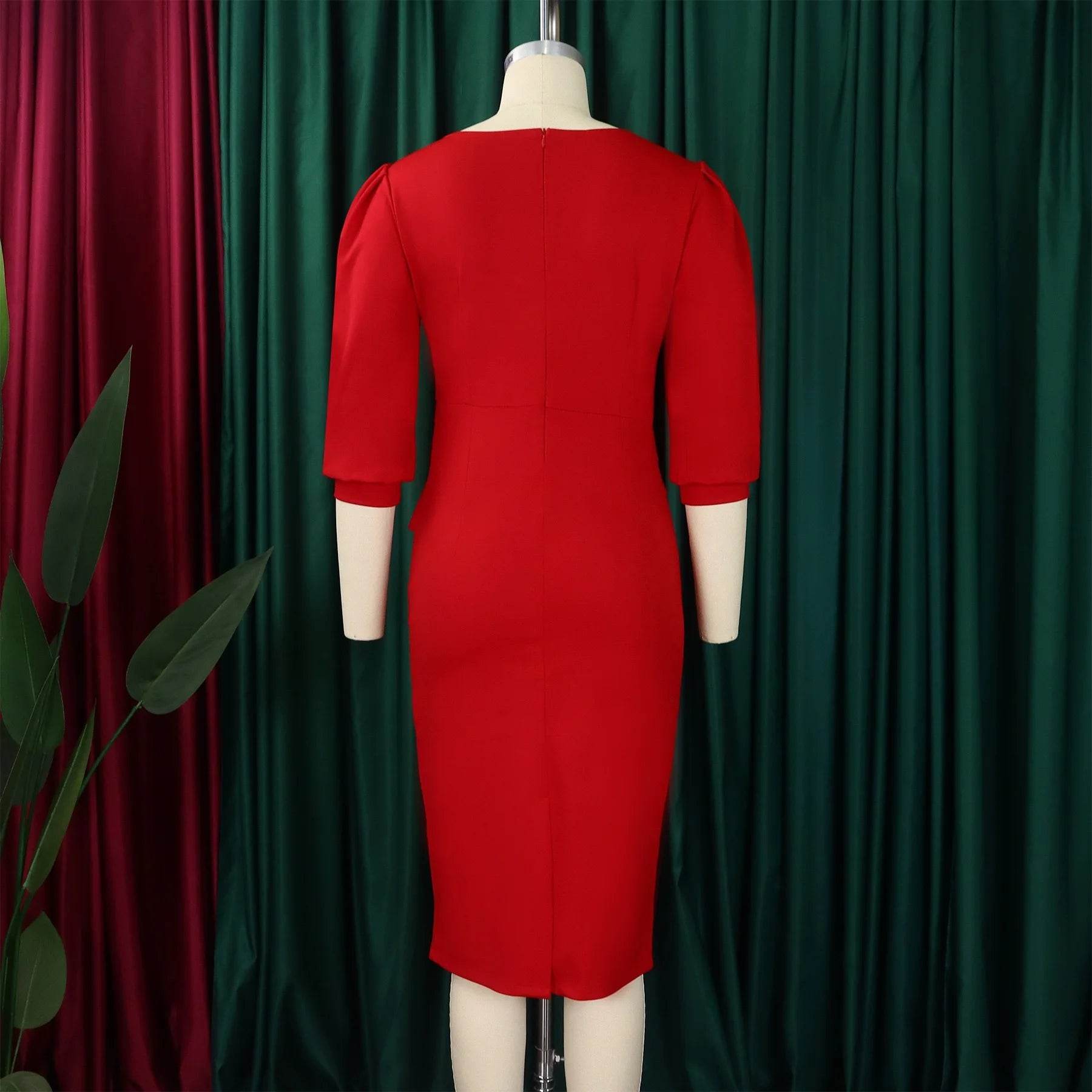 Elegant Office Dresses for Women O Neck Half Sleeve Sheath Package Hips Formal Business Work Wear Vestidos Mujer Dress Clothes - AIAZ