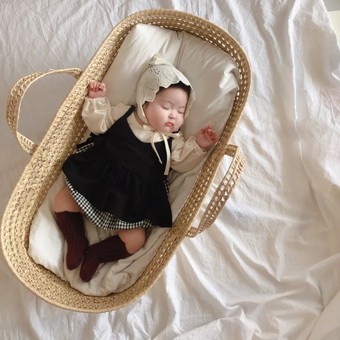 Melario Spring Baby Plaid Dungaree Dress Suit Baby One-Piece Romper Crawling Clothes Sister Suit Girl Clothes Baby Girls Dresses