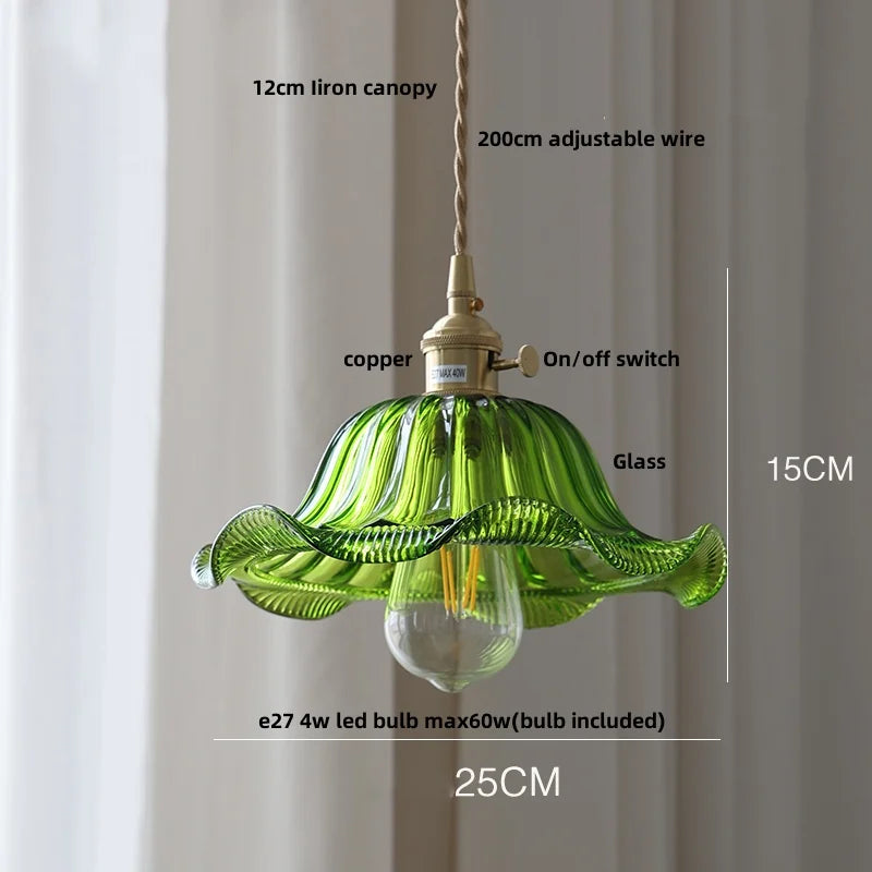 IWHD Nordic Modern LED Pendant Lights Coffee Living Room Balcony Green Glass Copper Knob Switch Hanging Light Fixture Luminaira