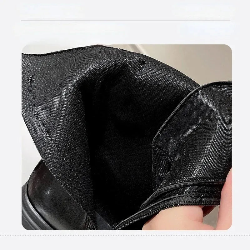 Trend Punk Women's Boots Buckle Platform Boots Mid-calf Gothic Boots for Women Autumn Ladies Motorcycle Boot Pu Leather Shoes