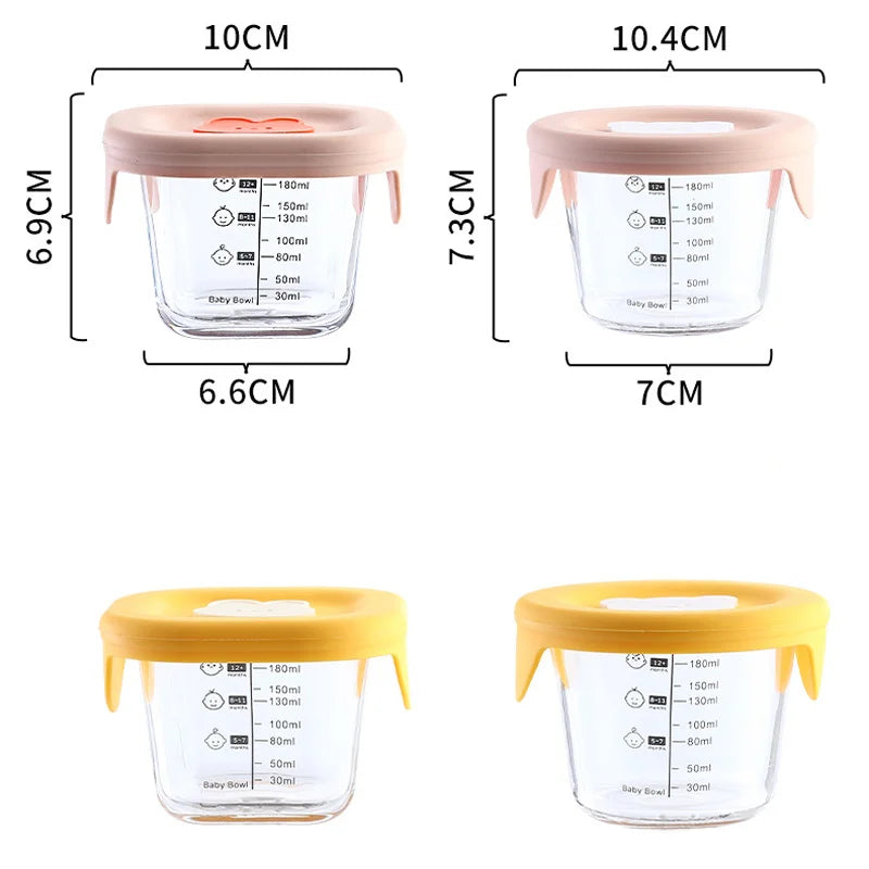 180ml Glass Baby Food Storage Jars With Lids Leakproof Snack Puree Containers For Toddlers Freezer Microwave Safe Feeding Bowls