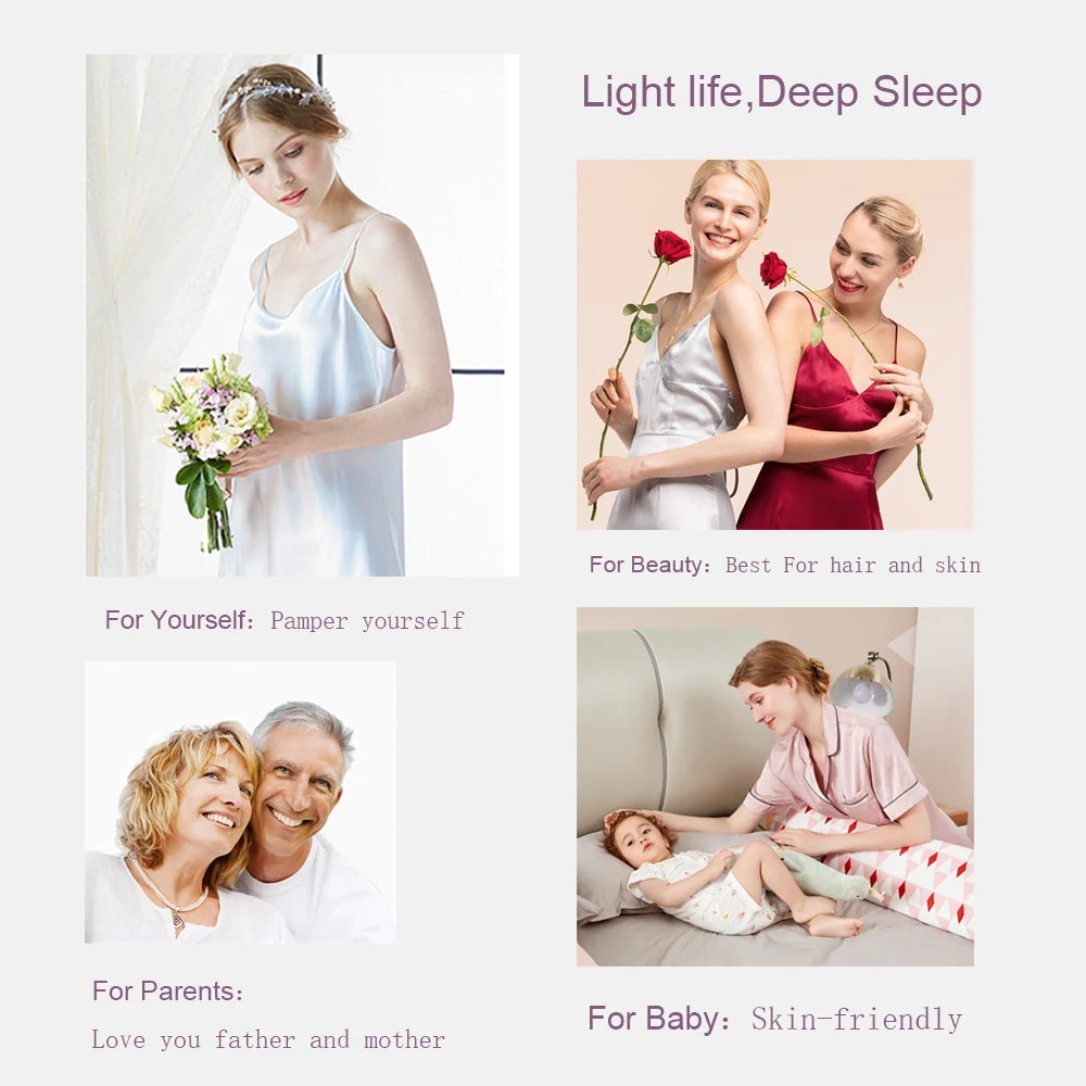 Sondeson 100% Nature Silk Duvet Cover With Pillowcase Healthy Skin Twin Queen King Solid Color Silky Bedding For Sleep Gift