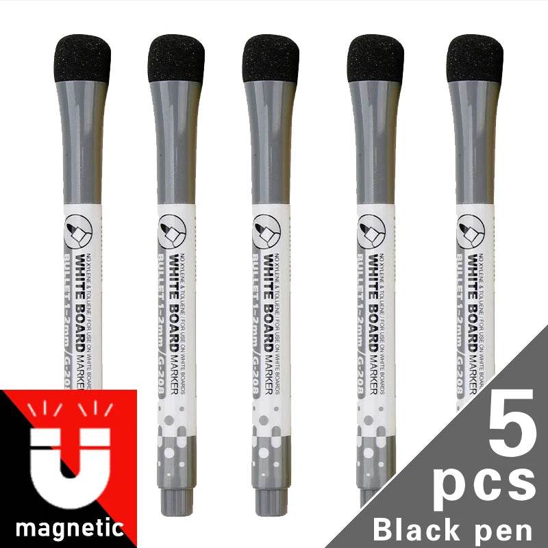 1 Set School Classroom Supplies Magnetic Erasable Whiteboard Pens Markers Dry Eraser Pages Children's Drawing Pen Board Markers - AIAZ