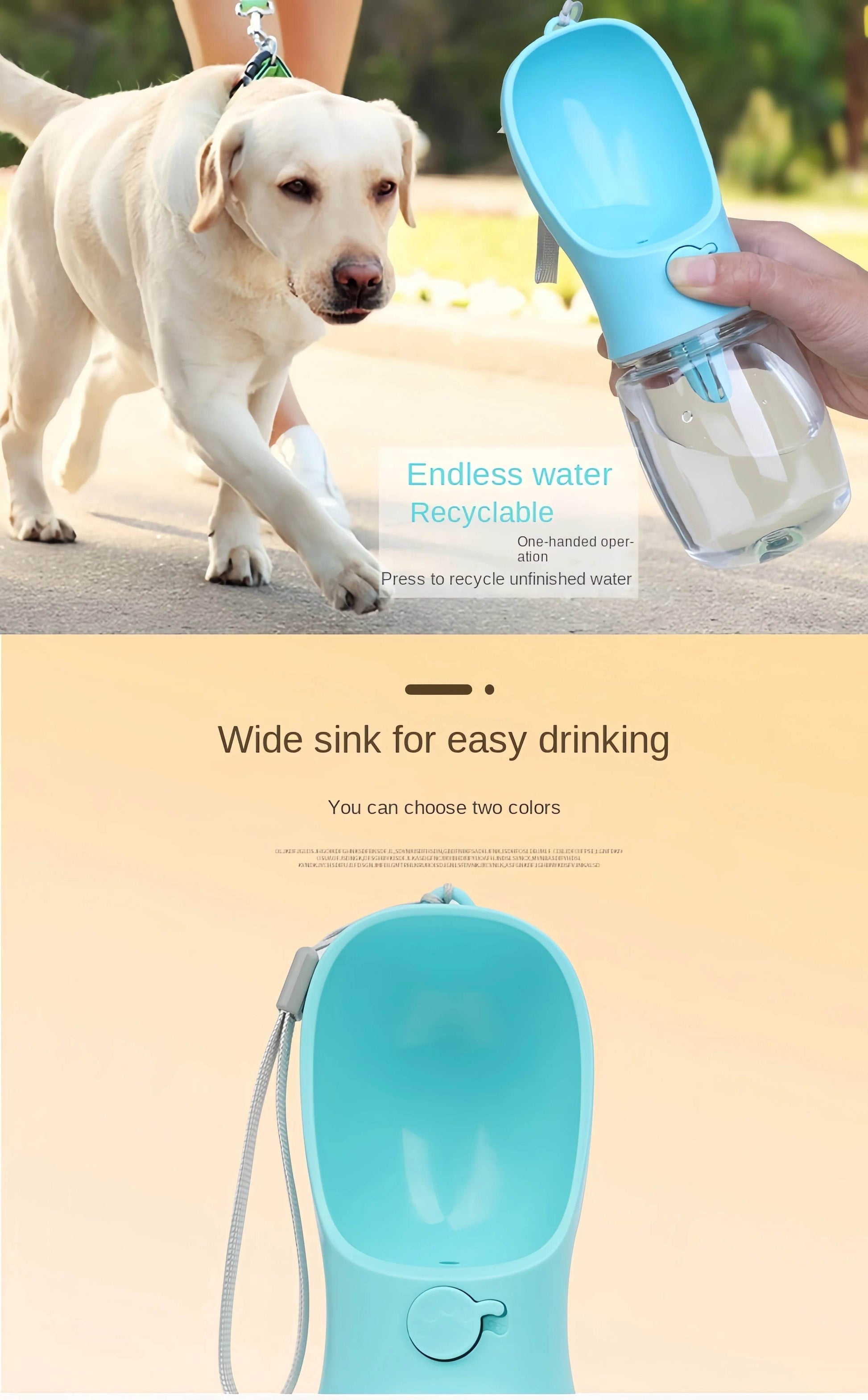 Portable Dog Cat Water Bottle with Storage Food and Water Container for Puppy Pets dogs Feeder Bowl Outdoor Travel Pet supplies - AIAZ