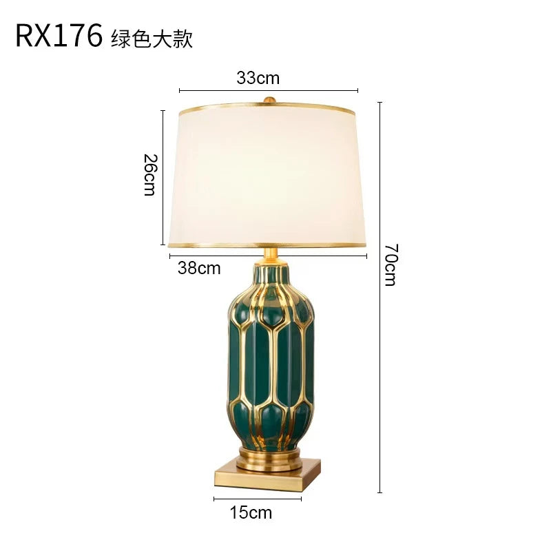 Chinese Black Ceramic Desk Lamp Nordic Modern Luxury Living Room Bedroom Bedside Study Table Lamp Atmosphere Sense Decoration