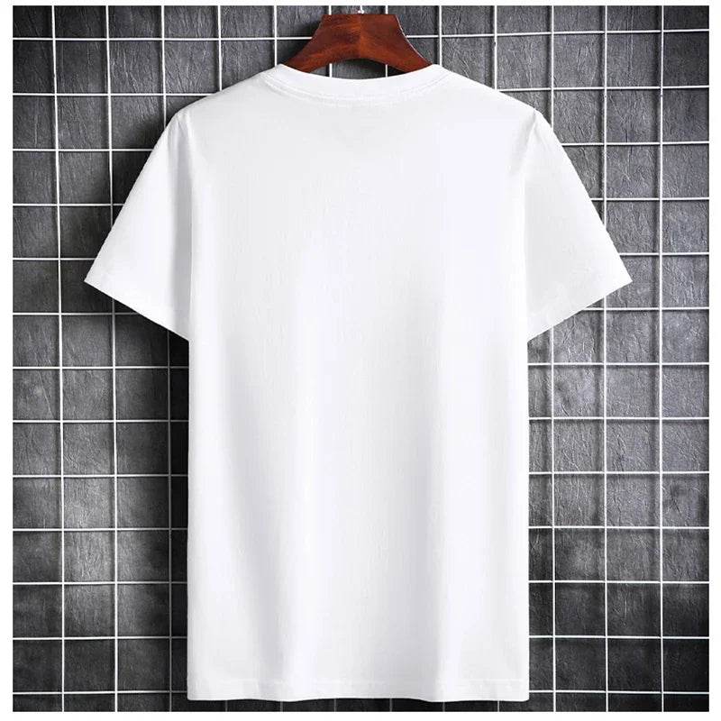 Mens T Shirts 2025 Male Summer Cotton Short Sleeve Fashion Bottoming Tops Round Neck White Tee Oversized T-shirt Men Clothing - AIAZ