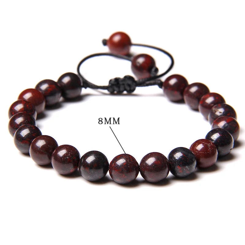 8MM Stone Bead Braid Bracelets Minimalist Natural Carnelian Agates Jades Gem Woven Bangle Healing Jewelry Gift For Women Men