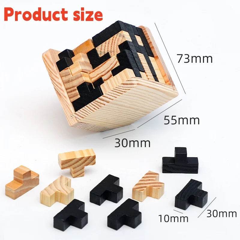 Funny Wooden Puzzles IQ Toys 54T Cube Educational Toys For Kids Intellectual Game For Adults And Puzzle Enthusiasts - AIAZ