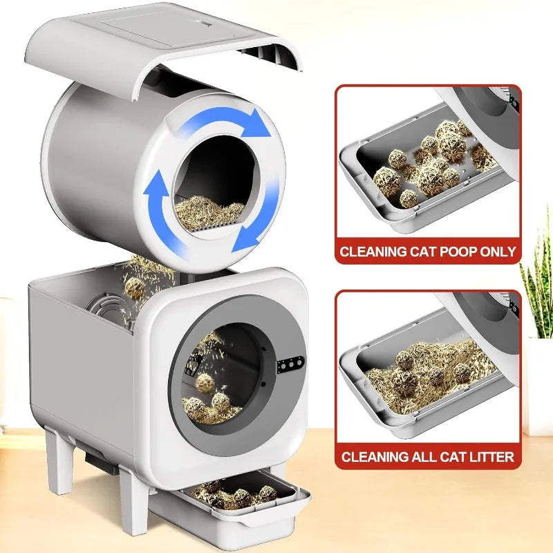 Intelligent Cat Litter Box, Cat Toilet, Electric APP Control Pet Litter Box, Large Size, Automatic Feces Shovel, Anti Splash