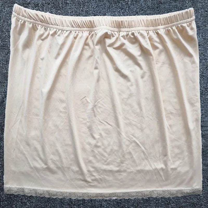 Satin Underskirt Half Slips Dress for Women Summer Thin Ice Silk High Waist Elastic Anti-Penetrating Underskirt Lining Petticoat - AIAZ