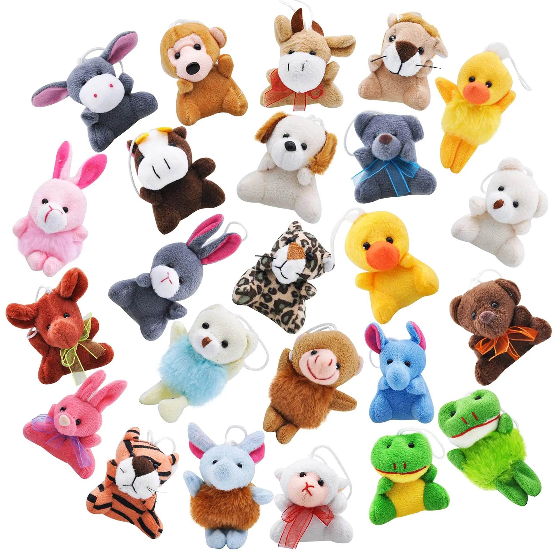 24 Pcs Mini Animal Plush Toys 3” Stuffed Animal Bulk for Kids Birthday Party Favors Presents Pinata Fillers Goodie Bag Fillers - AIAZ