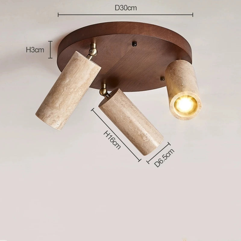 Stone Ceiling Lamp Spot light Angle Adjustable Rectangle Wood Base