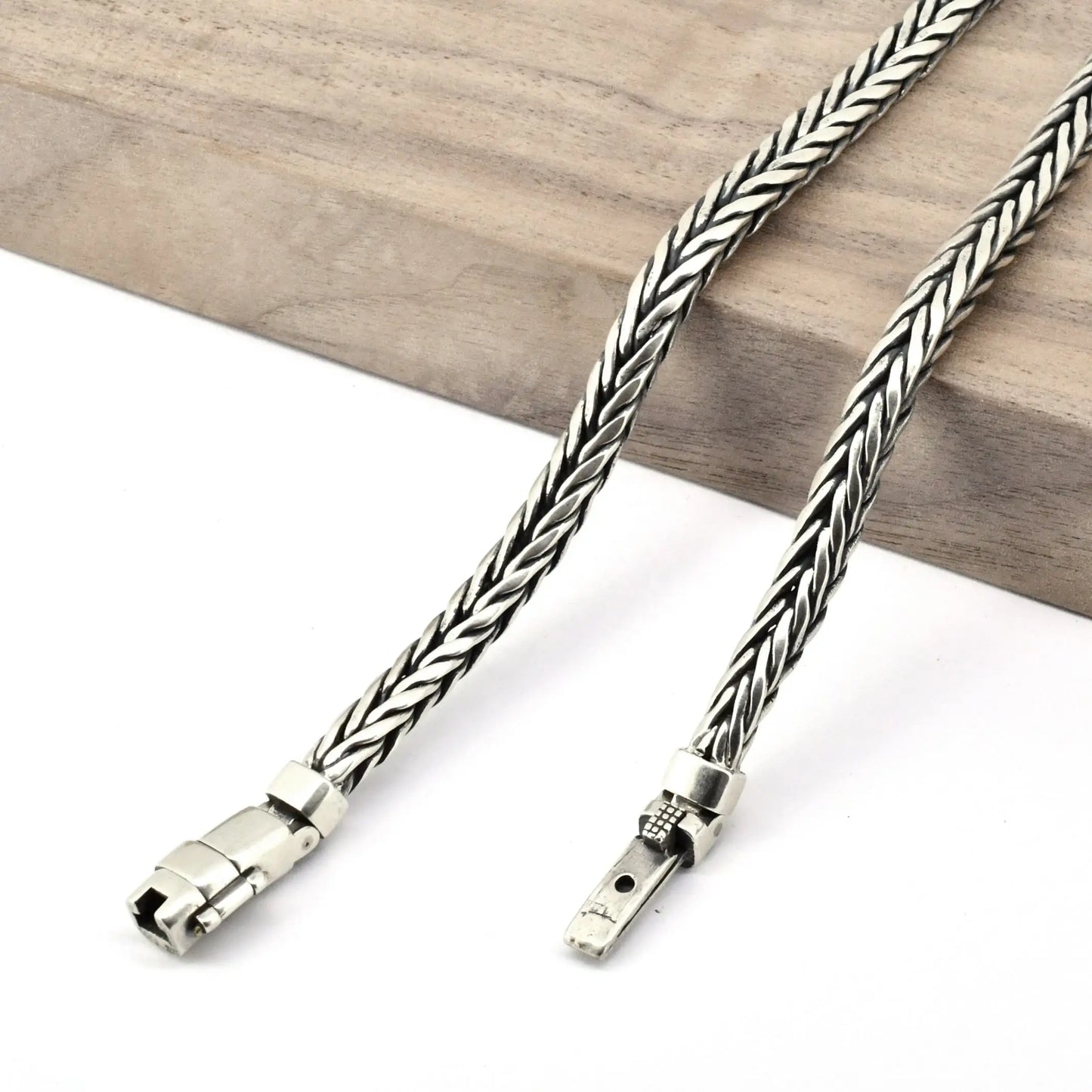 100% S925 Sterling Silver Handmade Woven Retro Domineering Style Personality Keel Man Woman Pure S925 Silver Bracelet Jewelry