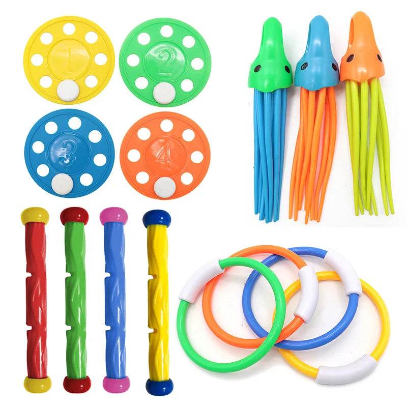 Swimming Diving Toys Children's Fish Dolphin Buoy Pool Treasure Hunt Diving Water Diamond Kids Water Game Toys Set Reusable Gift - AIAZ