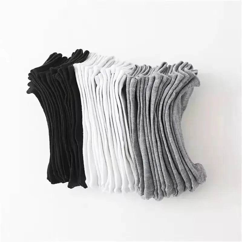 10 pairs/Men's Socks Spring/Summer Thin, Breathable, Soft Polyester Cotton Socks Black Casual Business Ankle Socks Boat Socks Si - AIAZ