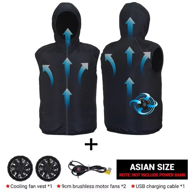 Summer Sport Fan Air Condition Cool Man Woman Travel Ultralight Brand Outdoor Vest Clothes Jacket Sun Windbreaker Fishing Worker