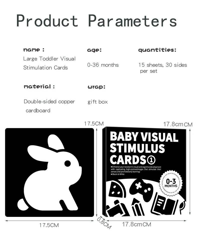 Baby Visual Stimulation Cards Montessori High Contrast Flash Card Infant Gift For Children Cognition Toy - AIAZ