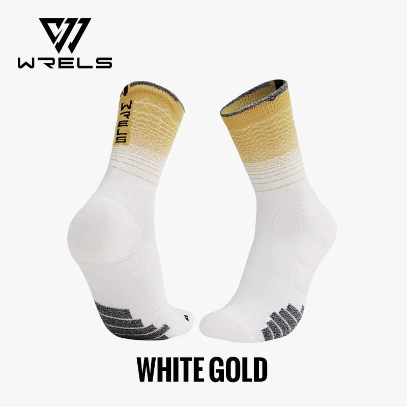 WRELS Socks Athletic Cushion Moisture Wicking Sports Socks Thickening Towel Bottom Sweat Absorbing Shock-absorbing Running Socks