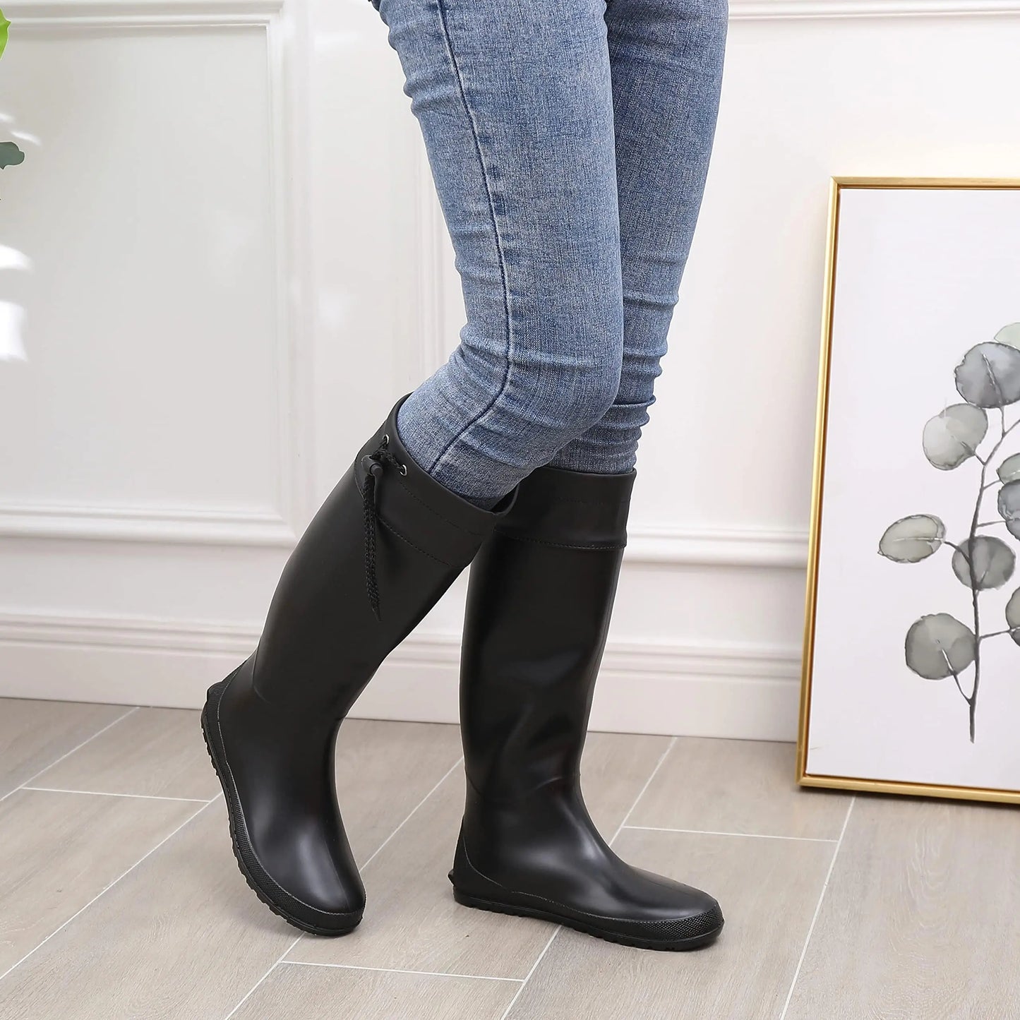 Crestar Women Packable Tall Rain Boots Lady Waterproof Rubber Garden Boots Outdoor Mud Boots New Ultra Lightweight Flat Wellies