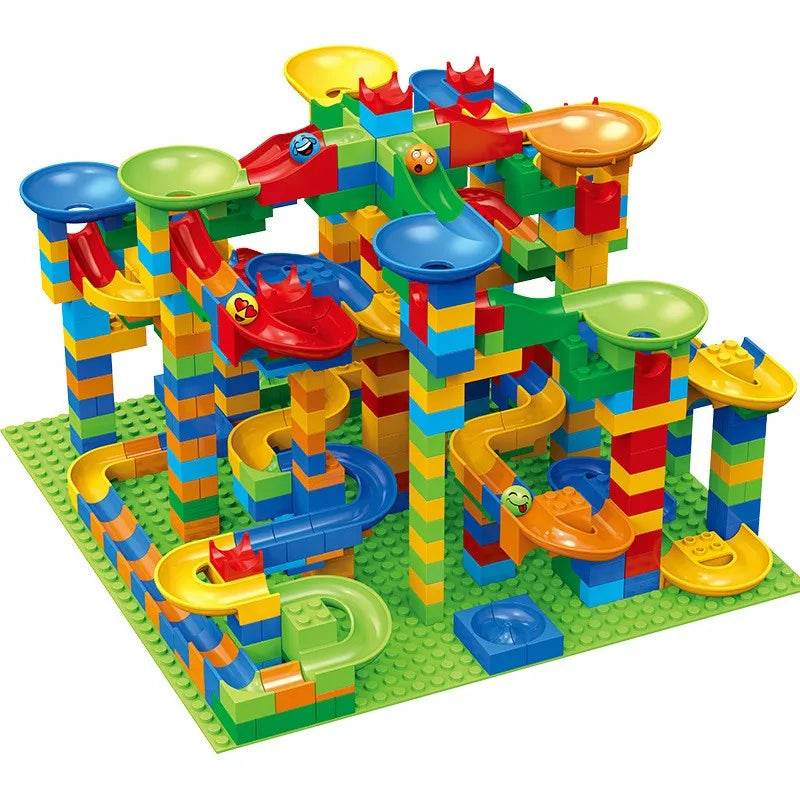 Marble Race Run Block Small Size Building Blocks Maze Ball Funnel Slide Blocks DIY Creative Bricks Assemble Toys Bulk Model Toys - AIAZ