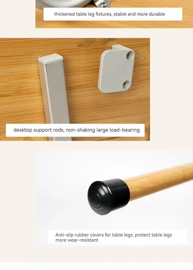 MOUNTAINHIKER Outdoor Camping Bamboo Folding Table Portable Fast Storage Folding Desk Outdoor Dining Table Picnic BBQ Table