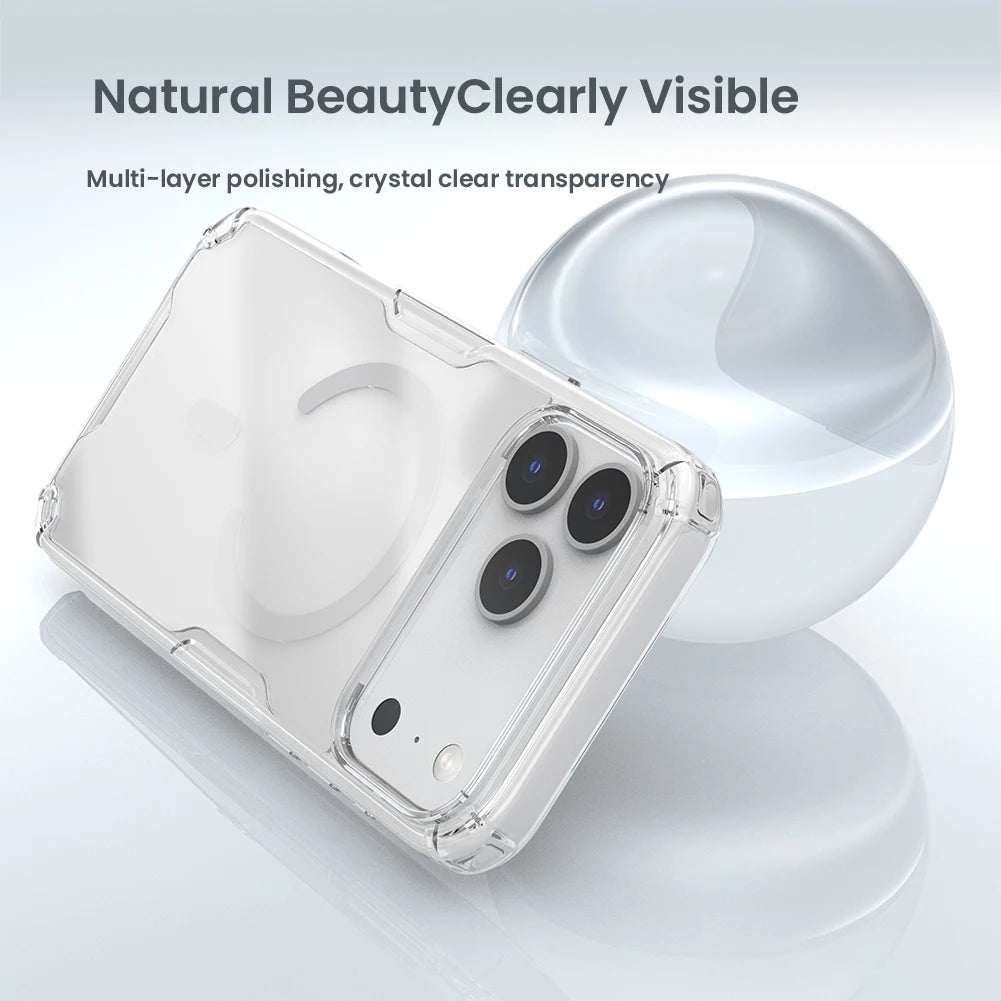 Nillkin For iPhone 17 Pro Max 17 Air 16 Pro Max 17Pro 16Pro Nature Pro Magnetic Transparent TPU Frame Cover Phone Case