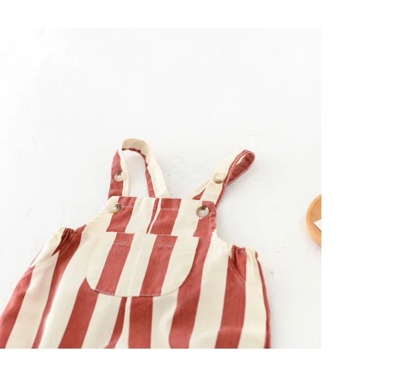 MILANCEL Baby Rompers Striped Baby Overall Bear Doll Infant Girls Jumpsuits Boys Clothes