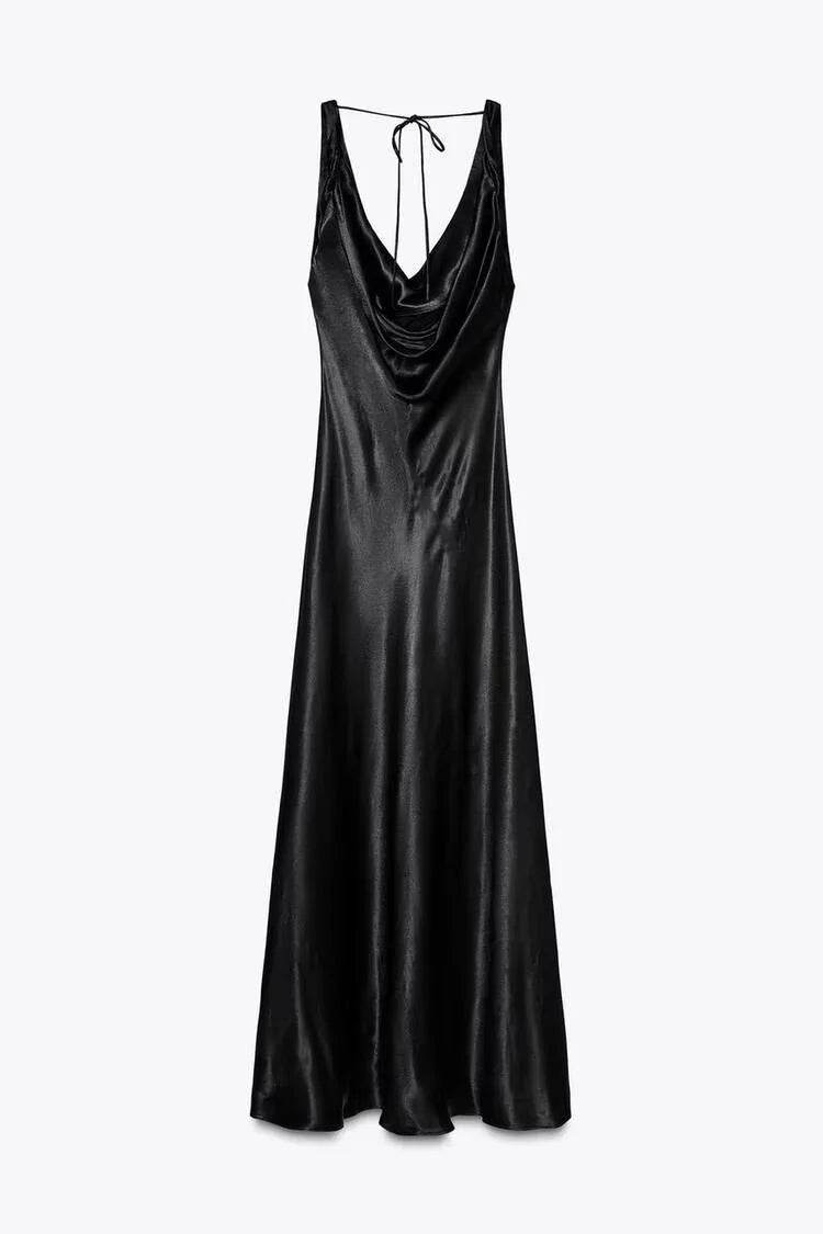 2025 Woman Fashion Solid Sexy Hanging Neck Backless Ruffled Dress Casual Slim Sleeveless Midi Long Dresses Vestidos Mujer - AIAZ