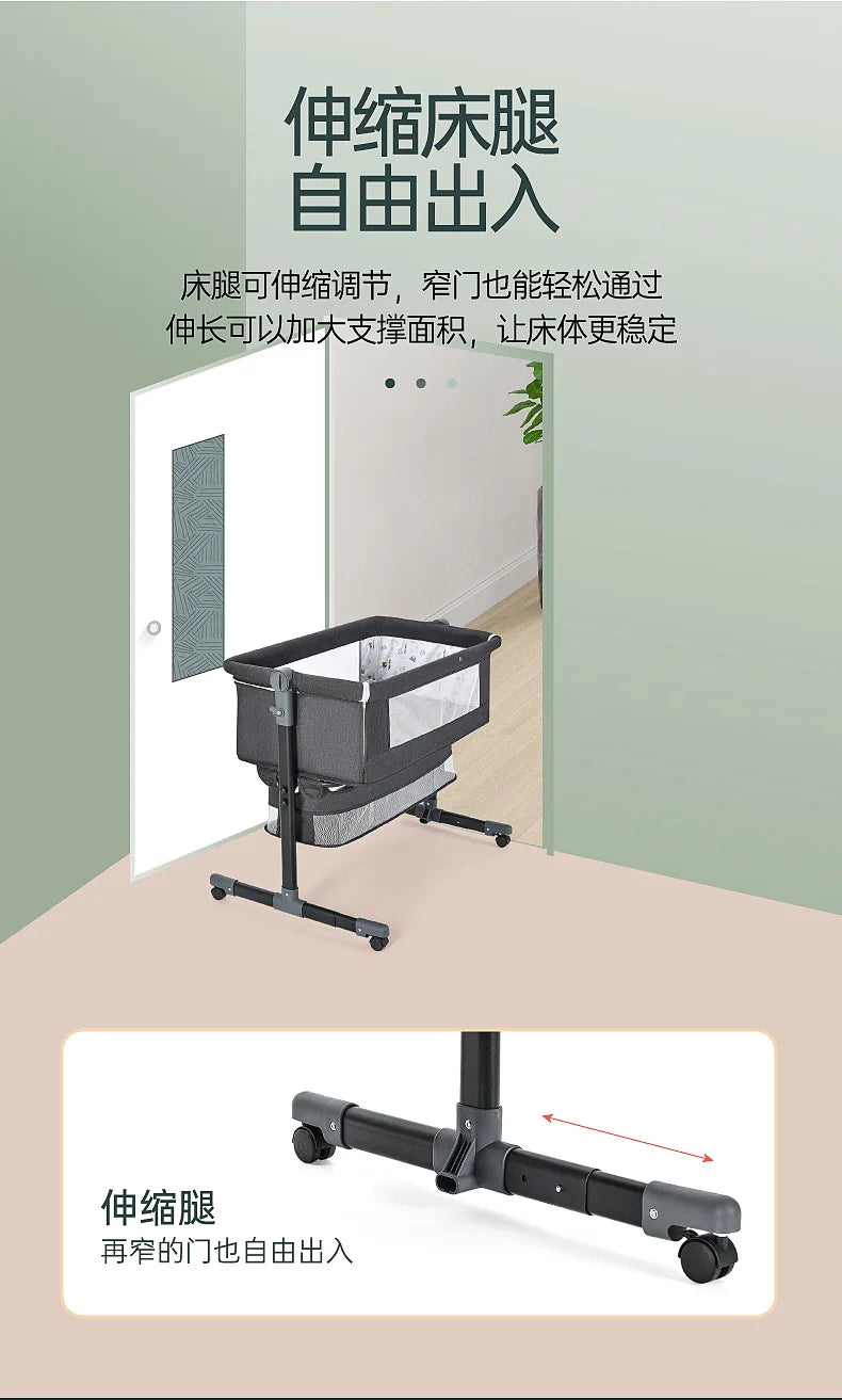 Crib Newborn Bed Splicing Big Bed Baby Crib Multi-functional Mobile Foldable