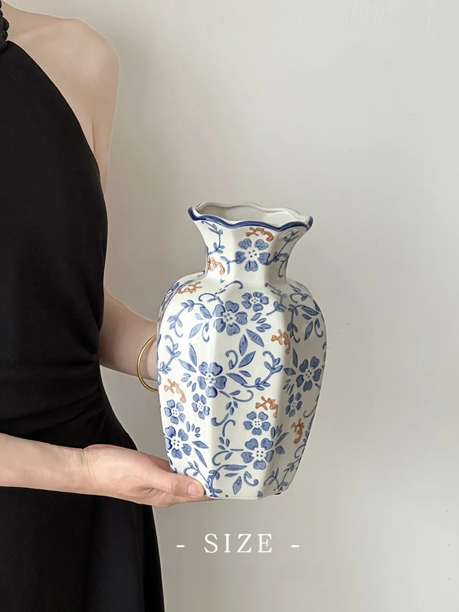Cerc Flower Vase Decoration Jingdezhen Blue And White Porcelain Living Room Floral Arrangement Desktop Flower Ho...
