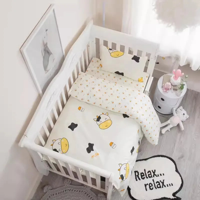 Without Filling 3Pcs Baby Nursery Crib Bedding Set Duvet Pillow Covers Cotton Sheet Include Duvet Cover Pillowcase Sheet