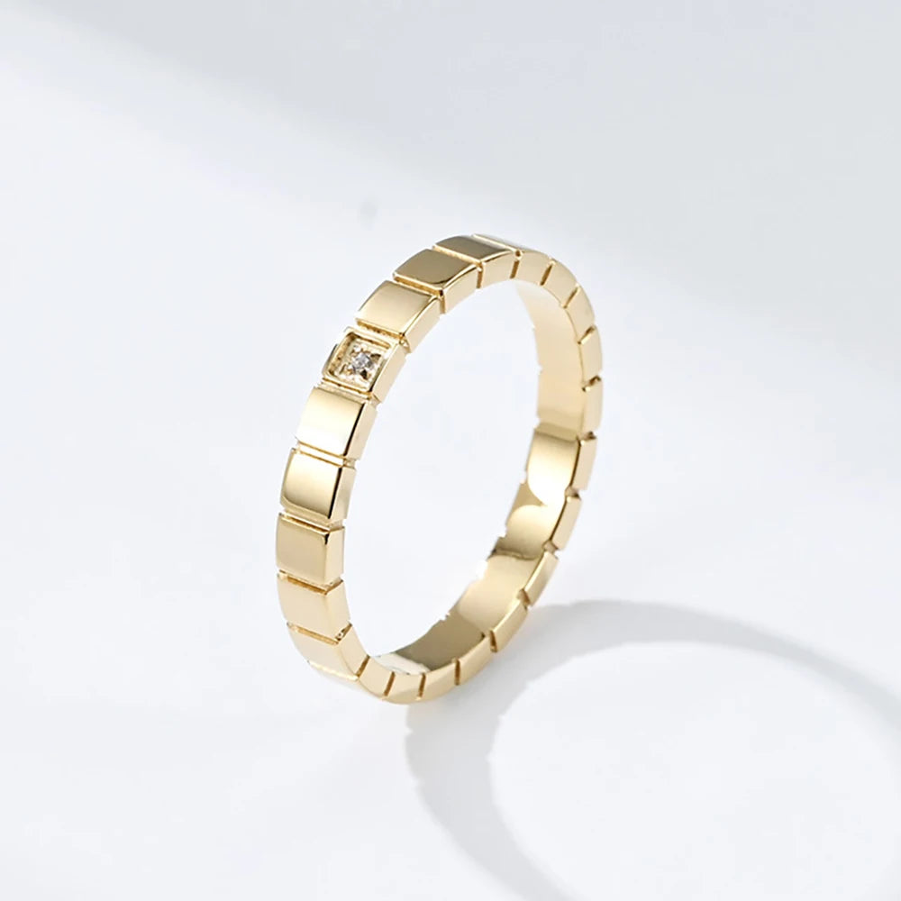 VQYSKO INS Small Square Zircon Set Women's Ring Fashion Temperament Wear Simple Single Tail Jewelry