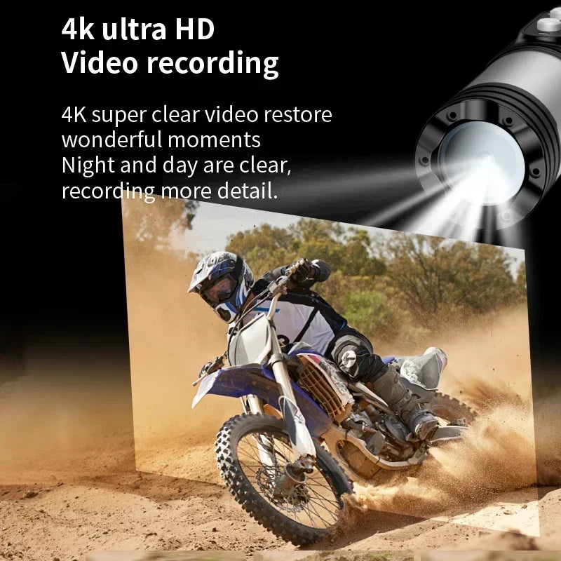 4K Full HD Wifi Portable Camera Waterproof and Anti Shake Sports Cameras Bicycle Motorcycle Helmet Cam Flashlight Camcorder
