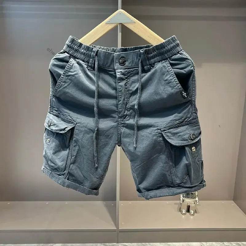 2025 Summer Work Shorts for Men Casual Multi-pocket Loose Elastic Five Points - AIAZ