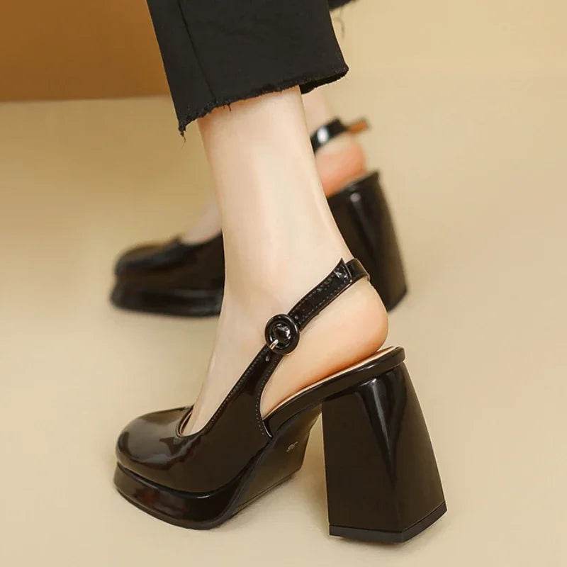 Slingbacks Summer Women Sandals Fashion Black White Pumps Shoes For Girls Elegant High Heels Wedding Shoes Ladies Large Size - AIAZ