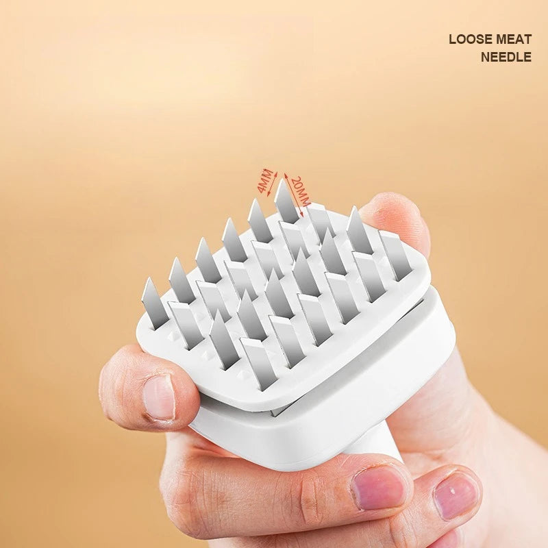 Stainless Steel Needle Point Meat Tenderizer Needle Automatic Rebound Square Bottom Meat Softener 24 Steel Needles Rustproof